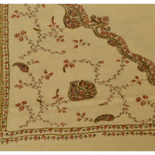 Load image into Gallery viewer, Hand Embroidered Woolen Shawl Cream Sozni Stole Floral
