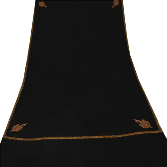 Санскрити Винтажная шерстяная шаль с ручной вышивкой, черная, созни, палантин с узором пейсли