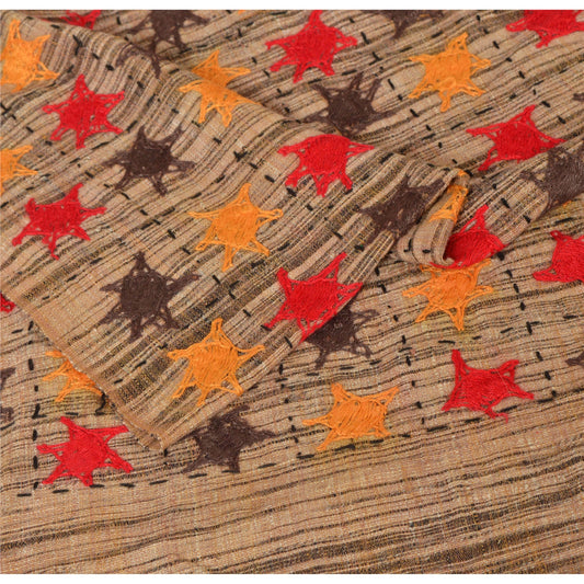 Sanskriti Vintage Brown Woolen Shawl Handloom Woven Soft Stole Hijab Scarf