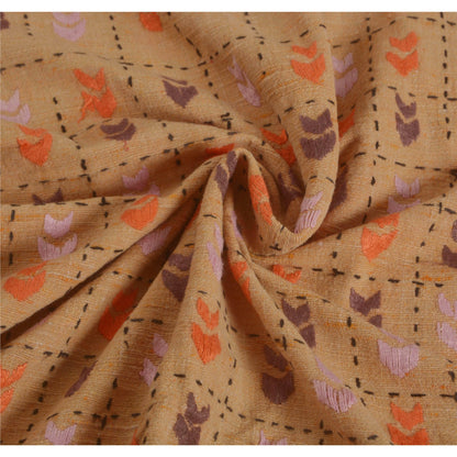 Sanskriti Vintage Cream 100% Pure Handloom Shawl Hand Embroidered Woven Stole Scarf