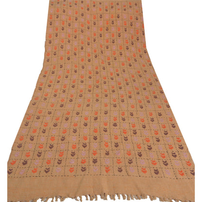Sanskriti Vintage Cream 100% Pure Handloom Shawl Hand Embroidered Woven Stole Scarf
