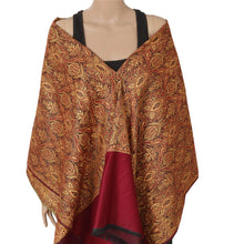 Load image into Gallery viewer, Sanskriti Vintage Red Woolen Shawl Woven Work Long Stole Soft Scarf Floral
