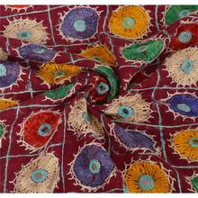 Load image into Gallery viewer, Sanskriti Vintage Red Cotton Shawl Kutch Work Long Stole Scarf Floral Mirror
