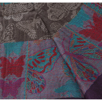 Sanskriti Vintage New Purple Shawl Viscose Butterfly Palla Woven Long Stole Warm Scarf