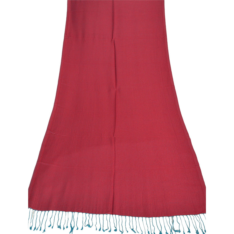 Sanskriti New Red Viscose Reversible Shawl Woven Work Long Stole Soft Scarf
