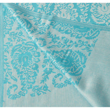 Load image into Gallery viewer, Sanskriti New Blue Viscose Heavy Self Shawl Woven Work Long Stole Soft Scarf

