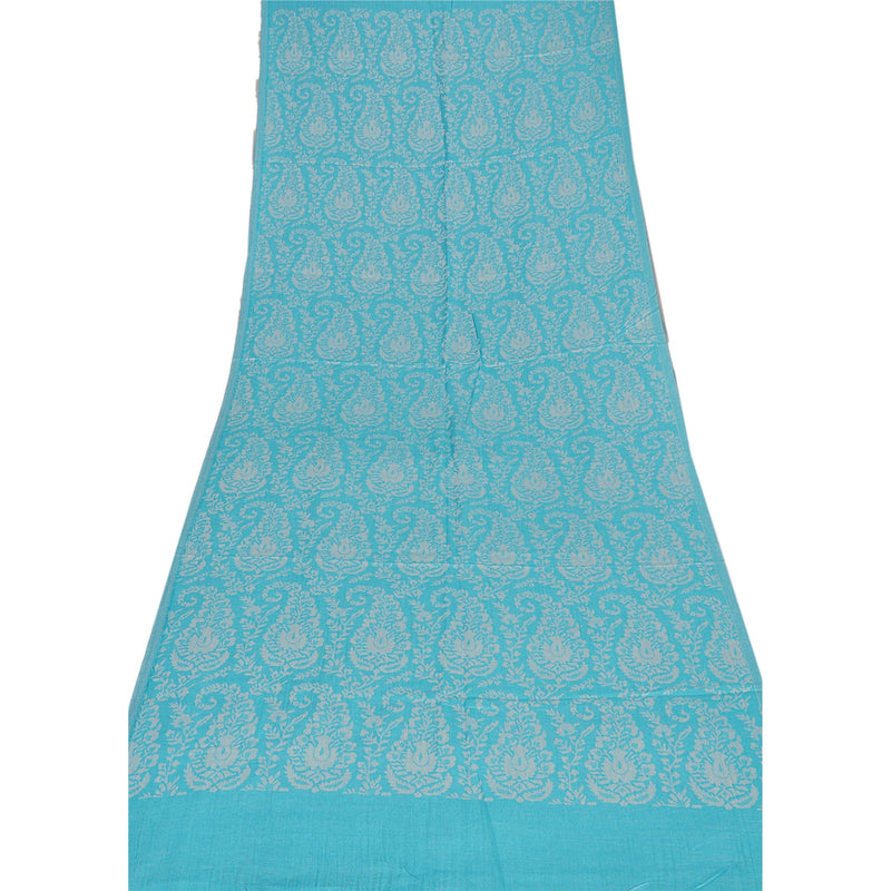 Sanskriti Vintage New Blue Viscose Shawl Woven Work Long Stole Soft Throw upholstery fabric