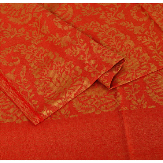 Sanskriti New Orange Shawl Viscose Phulkari Woven Work Long Stole Soft Scarf