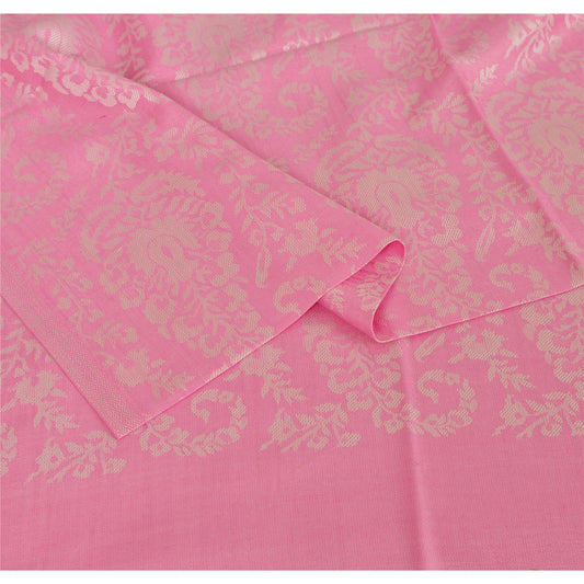 Sanskriti New Pink Shawl Viscose Phulkari Woven Work Long Stole Blødt tørklæde