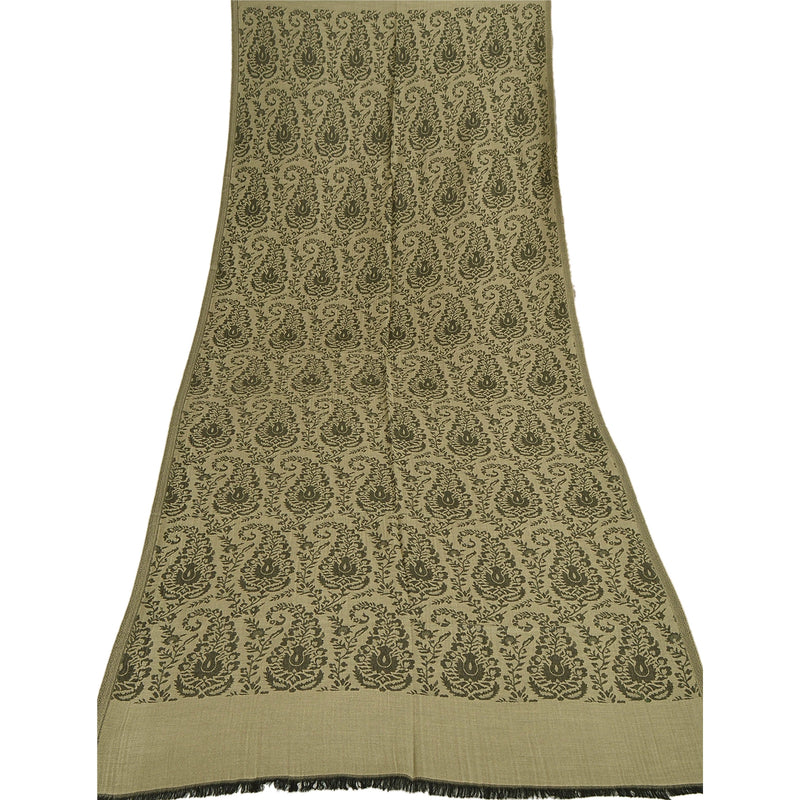 Sanskriti Vintage New Cream Shawl Viscose Phulkari Woven Work Long Stole Soft Scarf