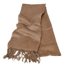 Load image into Gallery viewer, Sanskriti New Brown Viscose Sauroski Shawl Woven Work Long Stole Soft Scarf
