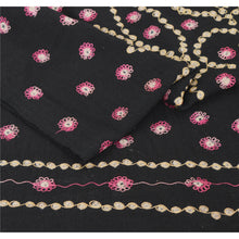 Load image into Gallery viewer, Sanskriti Vintage Black Woolen Shawl Hand Embroidered Ari Work Stole Soft Scarf
