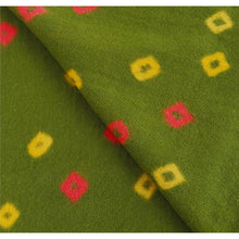 Load image into Gallery viewer, Sanskriti Vintage Green Woolen Shawl  Bandhani Work Long Stole Soft Scarf Floral
