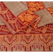 Load image into Gallery viewer, Brown Hand Embroidered Woolen Woven Shawl Ari Work Stole Scarf
