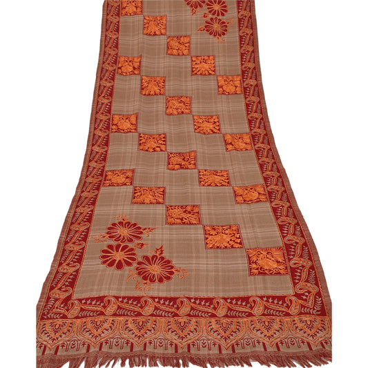 Санскритский винтажный коричневый вышитый вручную шерстяной тканый платок Ari Work Stole шарф