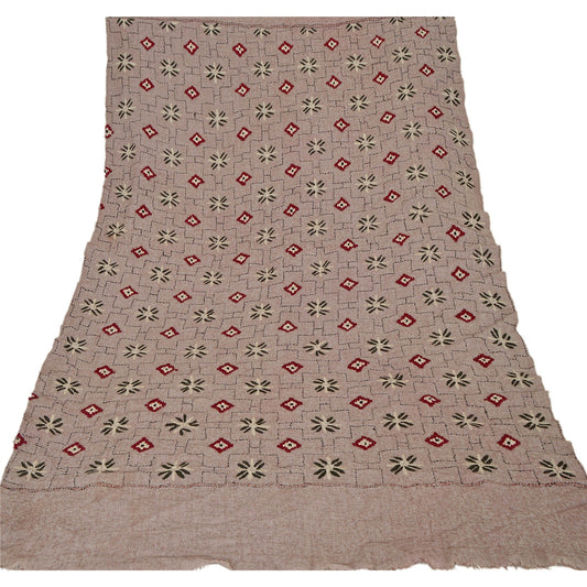 Санскрити Винтаж Кремовый шерстяной платок с ручной вышивкой длинный палантин мягкий теплый шарф