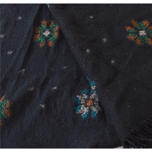 Load image into Gallery viewer, Sanskriti Vintage Black Woolen Shawl Hand Embroidered Long Stole Soft Warm Scarf
