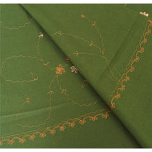 Load image into Gallery viewer, Sanskriti Vintage Green Hand Embroidered Woolen Shawl Ari Work Long Stole Scarf
