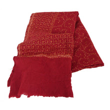Load image into Gallery viewer, Sanskriti Vintage Red Woolen Shawl Hand Embroidered Suzani Work Stole Warm Scarf
