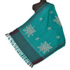 Sanskriti Vintage Blue Hand Embroidered Woolen Shawl Ari Work Stole Long Scarf
