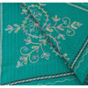 Sanskriti Vintage Blue Hand Embroidered Woolen Shawl Ari Work Stole Long Scarf