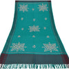 Sanskriti Vintage Blue Hand Embroidered Woolen Shawl Ari Work Stole Long Scarf