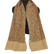 Load image into Gallery viewer, Cream Woolen Shawl Woven Work Long Stole Soft Scarf Floral
