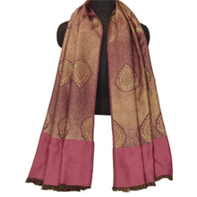 Load image into Gallery viewer, Sanskriti Vintage Pink Woolen Shawl Woven Work Long Stole Soft Long Scarf Floral
