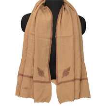 Load image into Gallery viewer, Cream Woolen Shawl Hand Embroidered Suzani Work Stole Scarf
