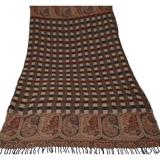 Санскрити Винтаж Многоцветная шерстяная шаль Тканая работа Длинный палантин Мягкий теплый шарф