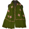 Sanskriti Vintage Green Woolen Shawl Hand Embroidered Long Stole Soft Warm Scarf