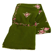 Load image into Gallery viewer, Sanskriti Vintage Green Woolen Shawl Hand Embroidered Long Stole Soft Warm Scarf
