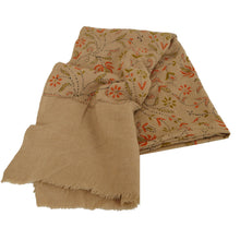 Load image into Gallery viewer, Cream Woolen Shawl Hand Embroidered Long Stole Soft Warm Scarf
