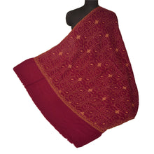 Load image into Gallery viewer, Red Woolen Shawl Hand Embroidered Suzani Work Long Stole Scarf
