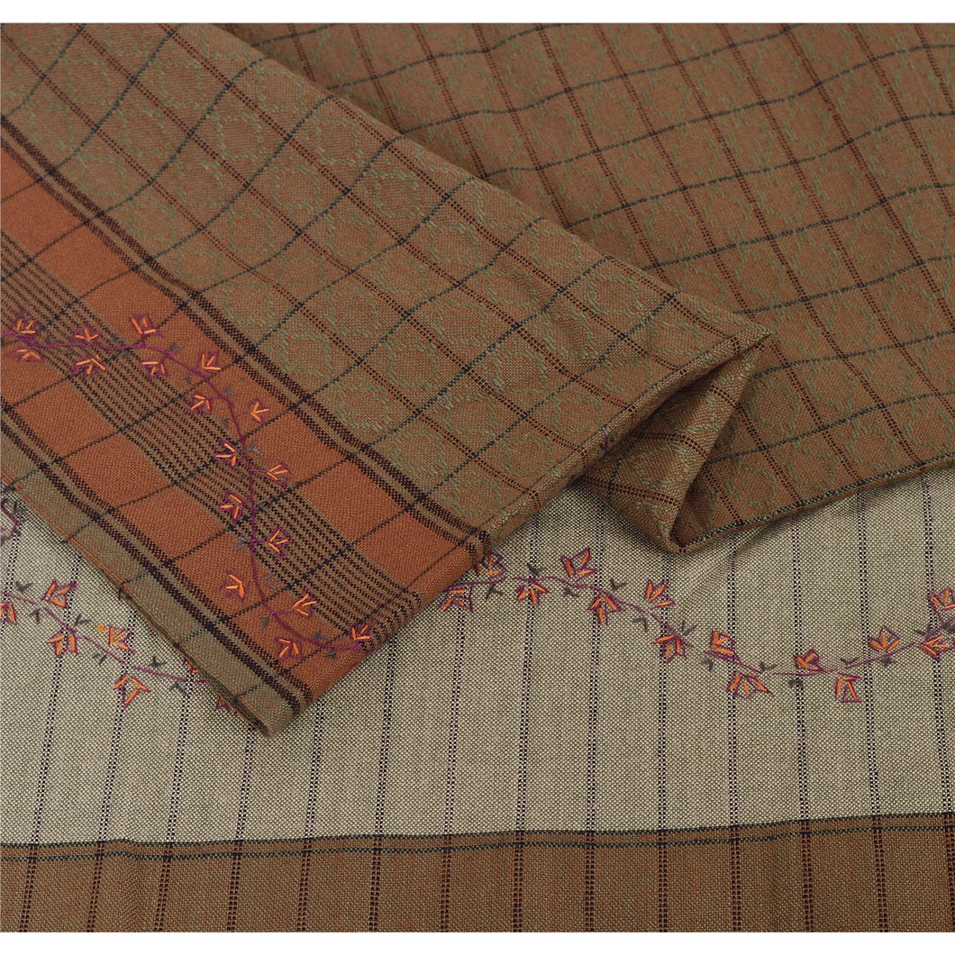 Brown Woolen Shawl Hand Embroidered Suzani Work Stole Scarf