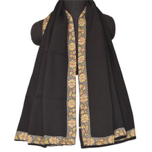 Load image into Gallery viewer, Sanskriti Vintage Black Woolen Shawl Embroidered Long Stole Soft Warm Scarf

