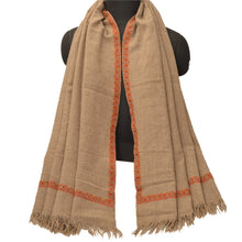 Load image into Gallery viewer, Brown Woolen Shawl Hand Embroidered Suzani Work Stole Scarf

