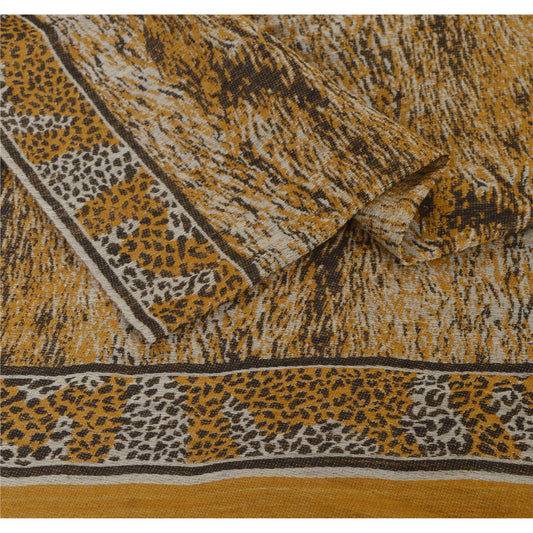 Sanskriti Vintage Cream Woolen Shawl Woven Work Long Stole Soft Long Scarf