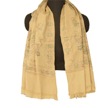 Load image into Gallery viewer, Cream Woolen Shawl Hand Embroidered Suzani Work Stole Scarf
