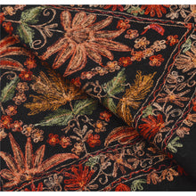 Load image into Gallery viewer, Black Woolen Shawl Hand Embroidered Ari Work Stole Warm Scarf
