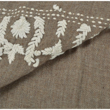 Load image into Gallery viewer, Sanskriti Vintage Grey Woolen Shawl Hand Embroidered Phulkari Long Stole Scarf
