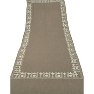Sanskriti Vintage Grey Woolen Shawl Hand Embroidered Phulkari Long Stole Scarf