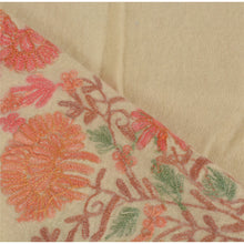 Load image into Gallery viewer, Cream Woolen Shawl Hand Embroidered Ari Work Stole Scarf
