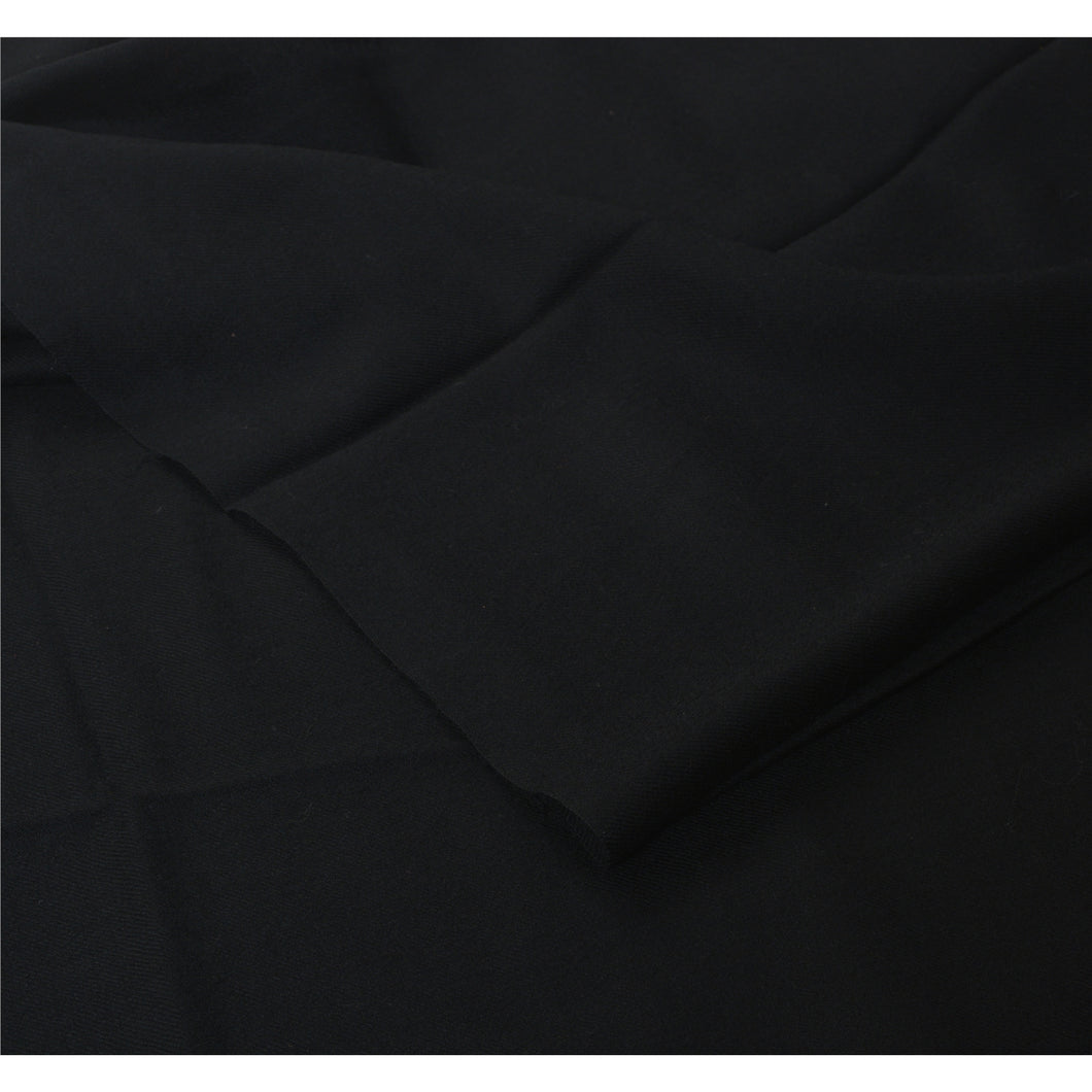 Sanskriti Vintage Plain Black Woolen Shawl Long Stole Soft Scarves Wrap Scarf