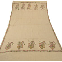 Load image into Gallery viewer, Cream Woolen Shawl Hand Embroidered Kantha Work Stole Scarf
