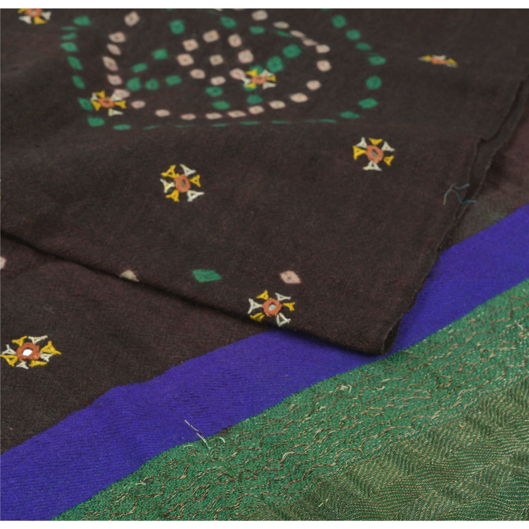Woolen Shawl Hand Embroidered Kutch Work Long Stole Soft Scarf