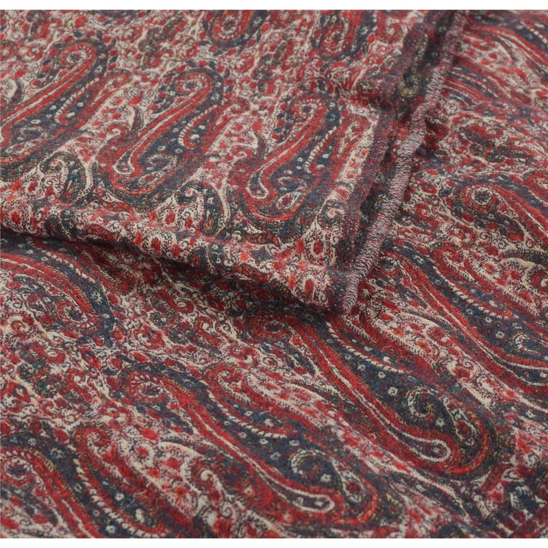 Sanskriti Vintage Multifarvet Uldsjal Vævet Arbejde Langt Stola Tørklæde Paisley