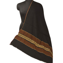 Load image into Gallery viewer, Sanskriti Vintage Black Woolen Shawl Hand Embroidered Suzani Work Stole Scarf
