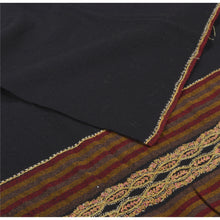 Load image into Gallery viewer, Sanskriti Vintage Black Woolen Shawl Hand Embroidered Suzani Work Stole Scarf
