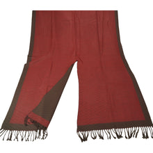 Load image into Gallery viewer, Sanskriti Vintage Dark Red Woolen Shawl Woven Work Long Stole Soft Scarf Floral
